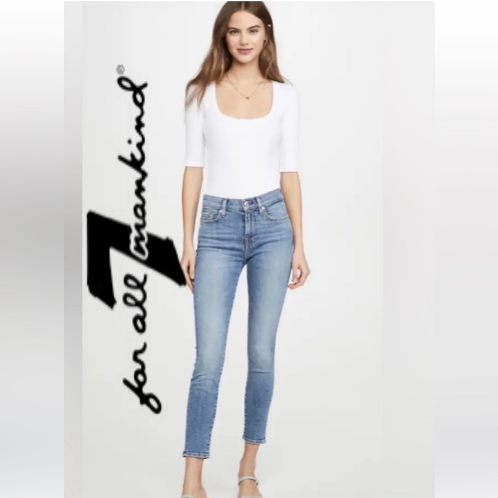 7 For All Mankind Lux Vintage Jean Roxanne Ankle Fringe Ankle Size 34